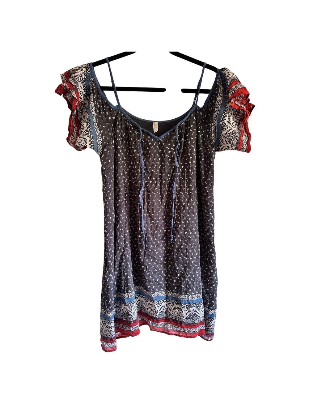 Free People Boho Cold Shoulder Style Mini-Dress Size Medium
